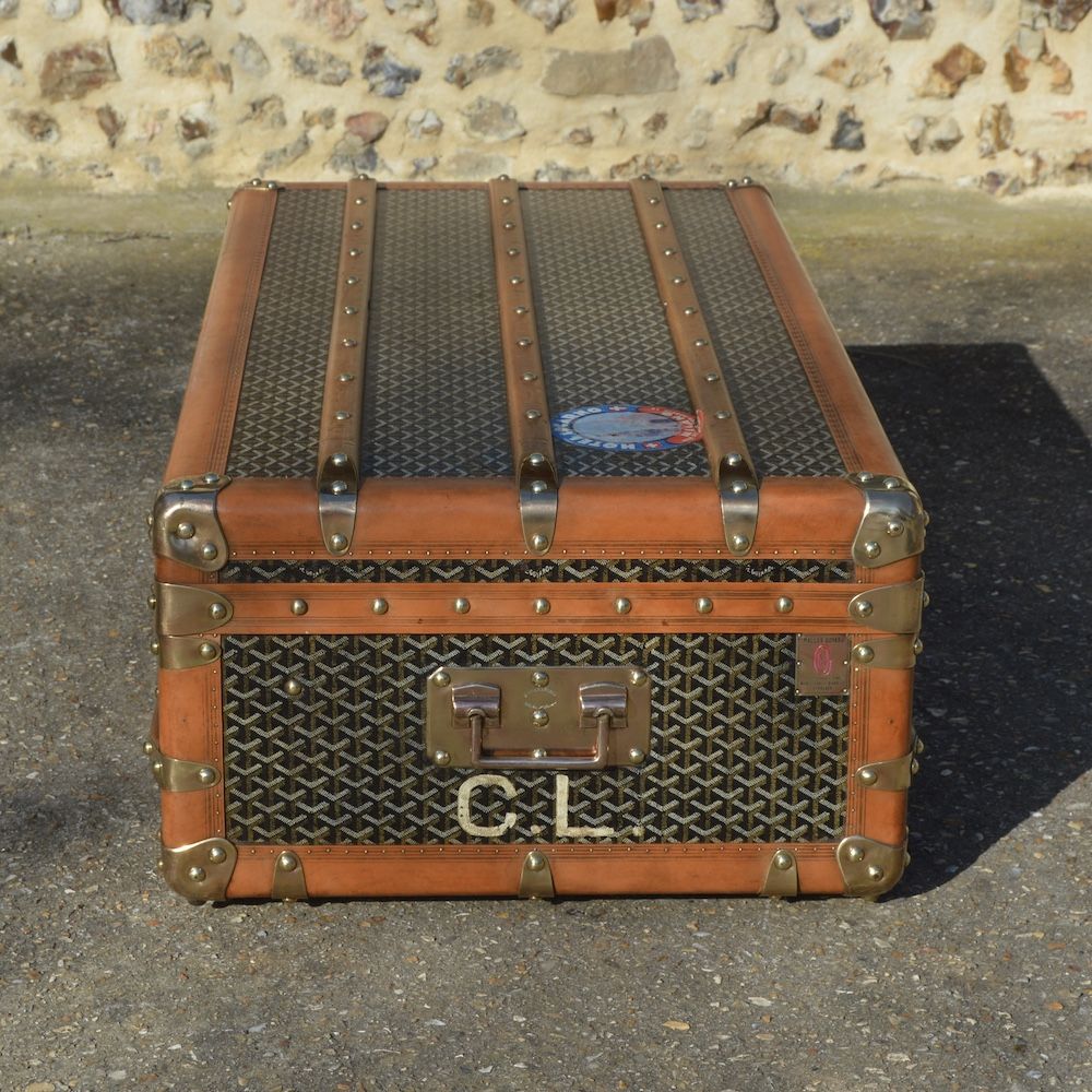 Antique 20th Century Leather Goyard Suitcase, Paris, circa 1930