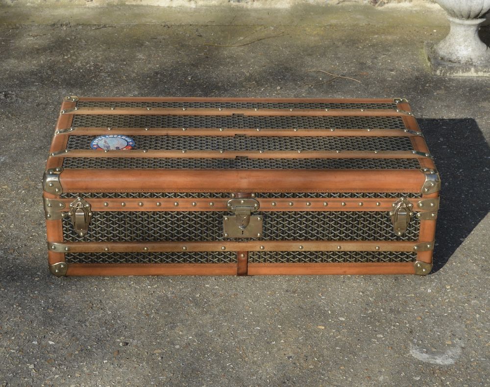 Antique 20th Century Leather Goyard Suitcase, Paris, circa 1930