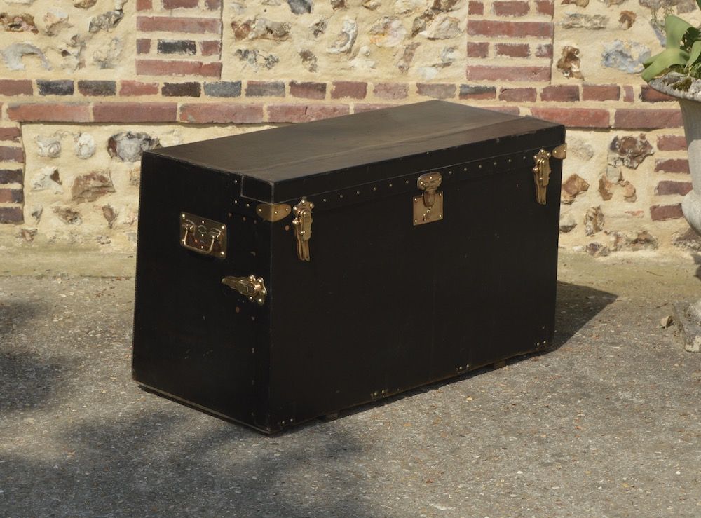 ANTIQUE 20thC RARE GOYARD CHEVRON CANVAS SHOE TRUNK c.1900 — Pushkin  Antiques