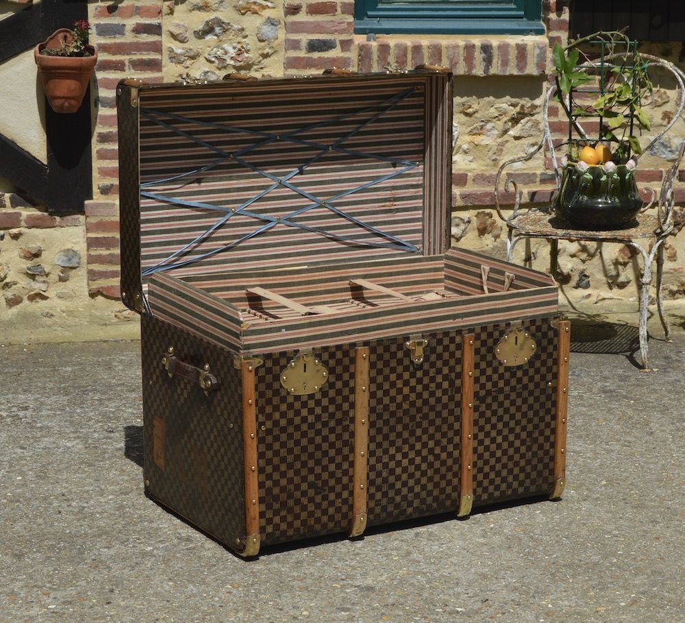 1930s Vintage Wood Steamer Trunk