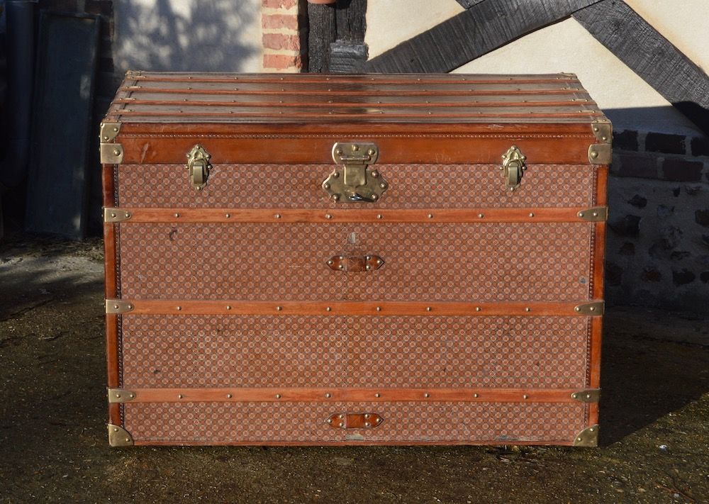 Antique Malle Haute Trunk in Orange from Louis Vuitton, 1900 for