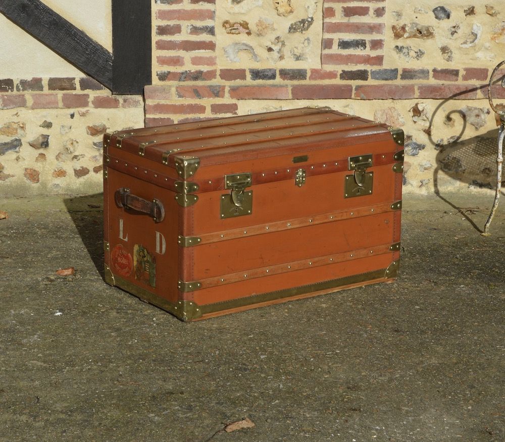 Antique Malle Haute Trunk in Orange from Louis Vuitton, 1900