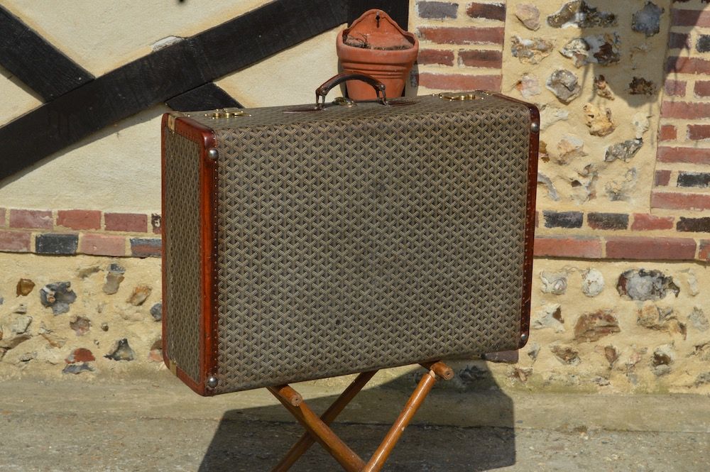 Goyard suitcase in woven canvas, Goyard travel bag - Les Puces de Paris  Saint-Ouen