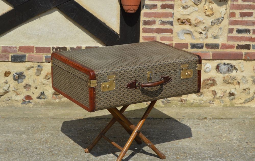 Goyard suitcase in woven canvas, Goyard travel bag - Les Puces de Paris  Saint-Ouen