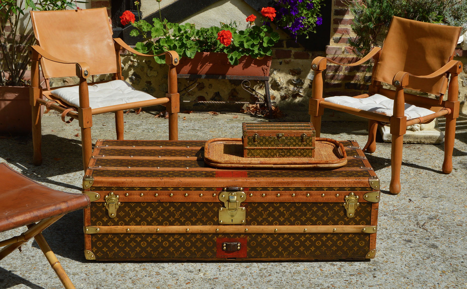 Louis Vuitton Rare Model Suitcase Trunk With Wood Slats Antique Luggage